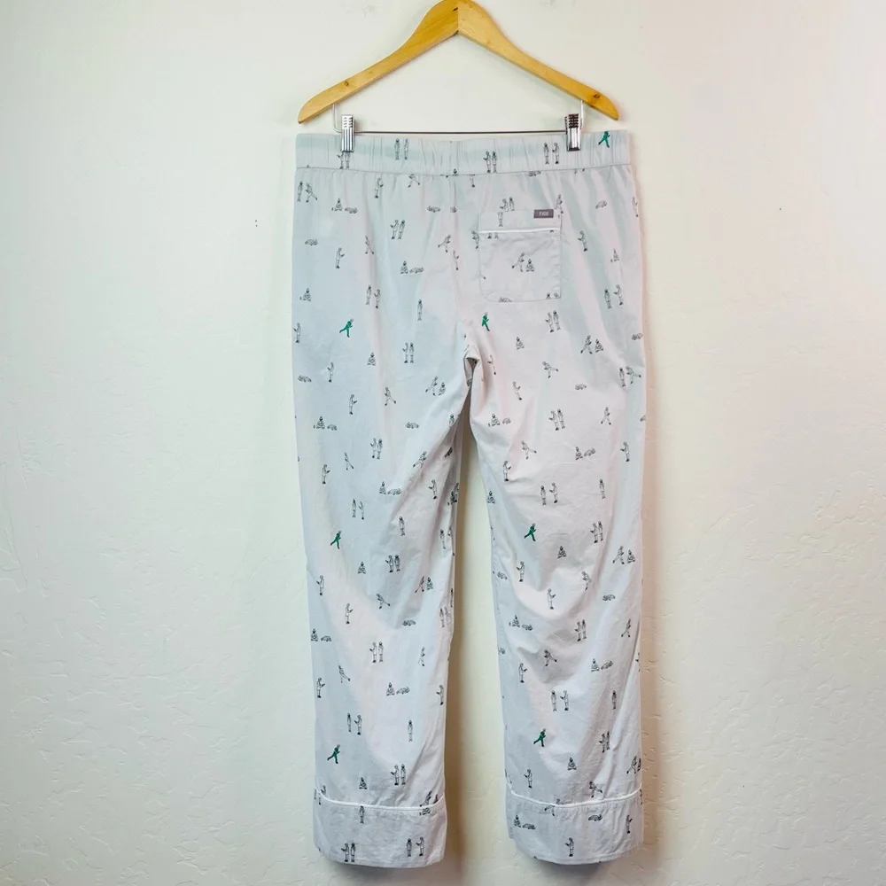FIGS Men's Gray Loungewear Poplin Pajamas All-Over Print Lounge Pants Size Large